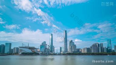 广州珠江新城海心沙江面天空流云延时固定延时摄影